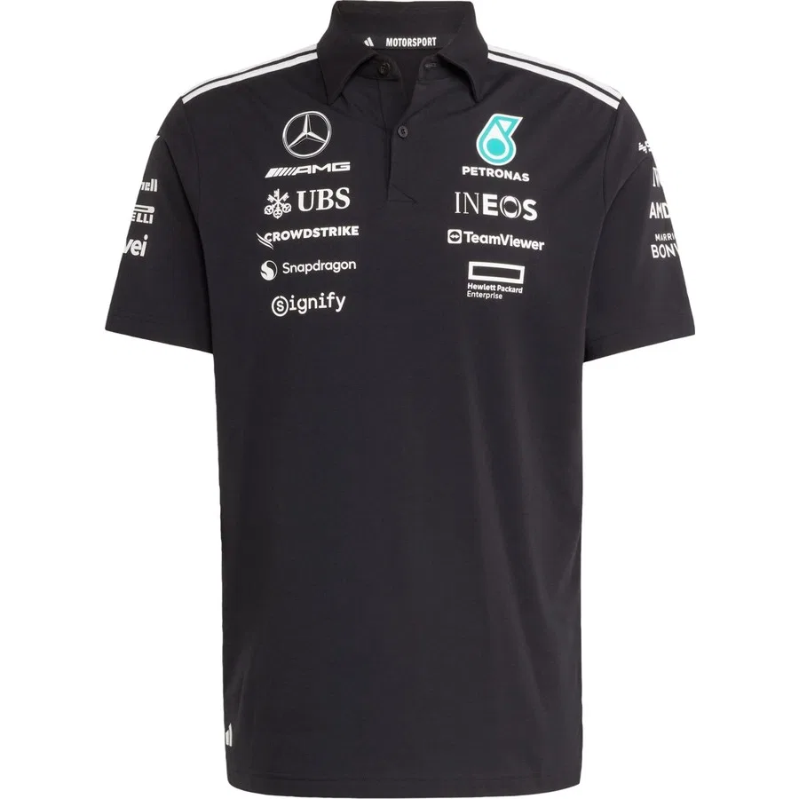 Поло из полиэстера с хлопком Mercedes-AMG Petronas Formula One Team adidas, Черно-белый — фото 3