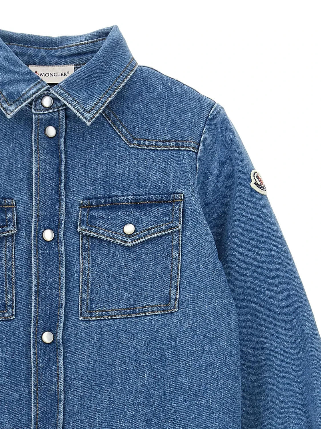 Джинсовая рубашка Moncler Enfant, синий — фото 3
