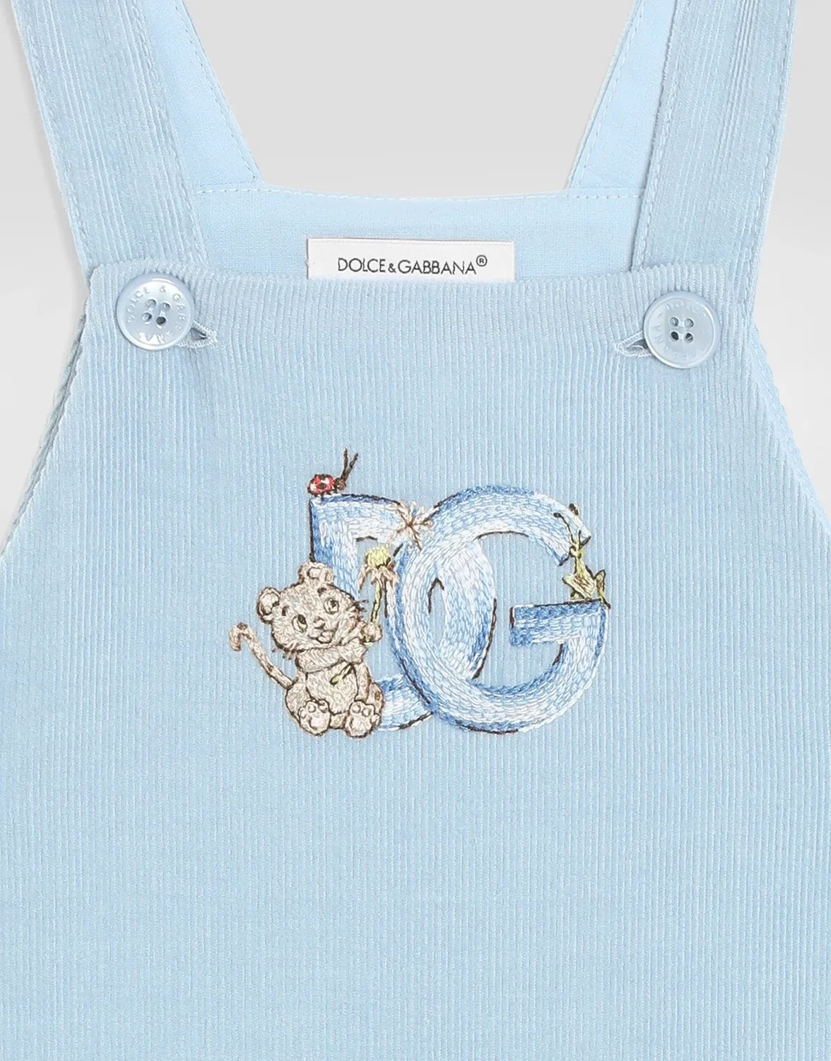 Вельветовый комбинезон с вышивкой, Dolce&Gabbana, голубой — фото 4