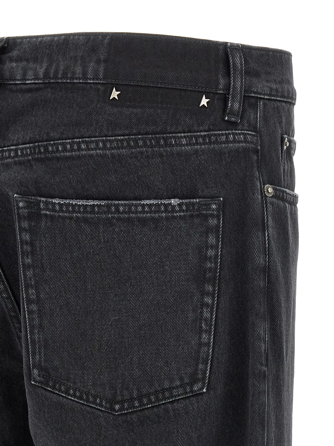 Мужские джинсы прямого кроя с эффектом потертости Golden Goose, Black — фото 4