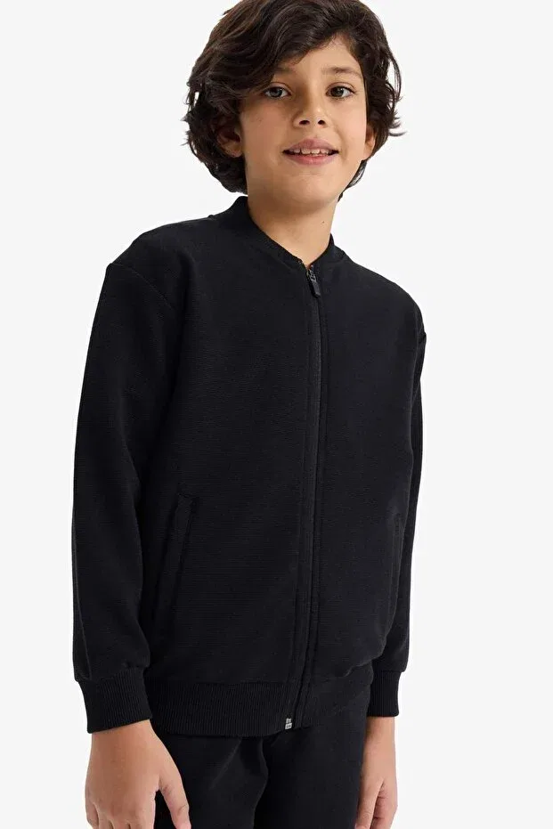 Детский кардиган-бомбер с длинным рукавом College Collar Bomber Cardigan Boys g5202a826sp Defacto, Black Bk81