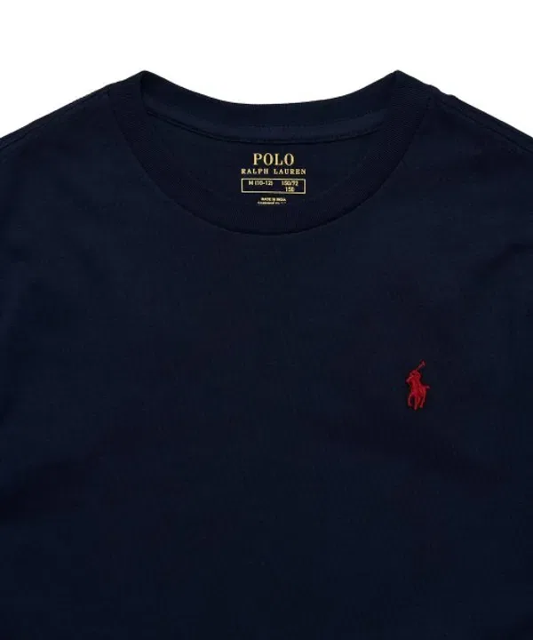 Детская футболка с коротким рукавом, круглый вырез, хлопок, Polo Ralph Lauren Children, темно-синий — фото 3