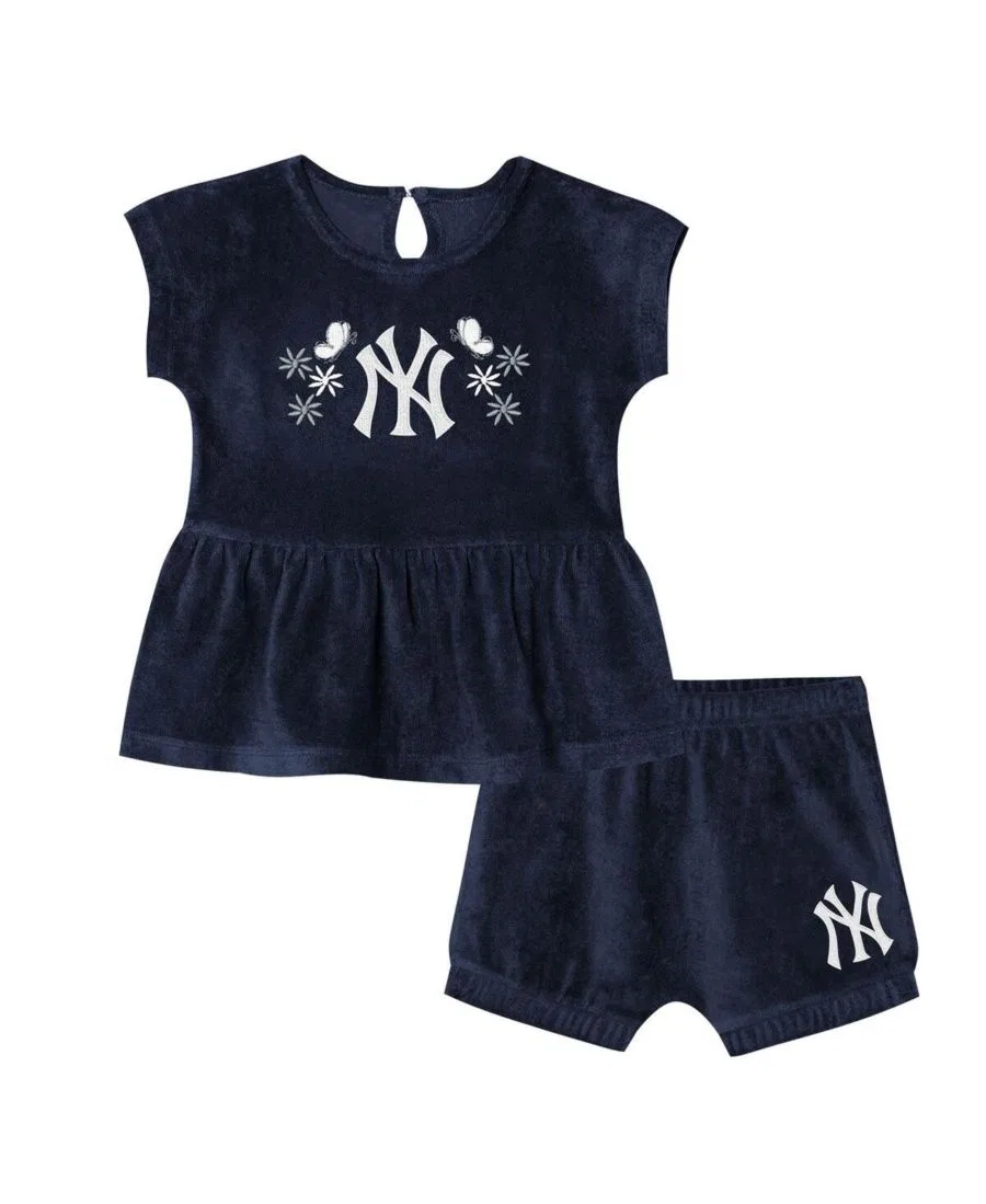Детский комплект футболки и шорт с вышивкой New York Yankees Hop Base Fashion Outerstuff, Navy