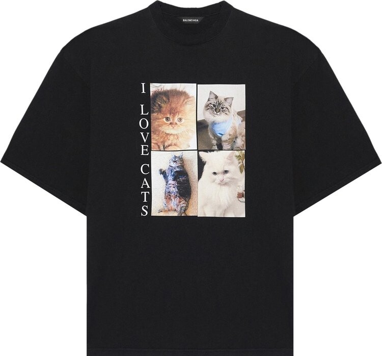 

Футболка Balenciaga I Love Cats T-Shirt 'Black', черный
