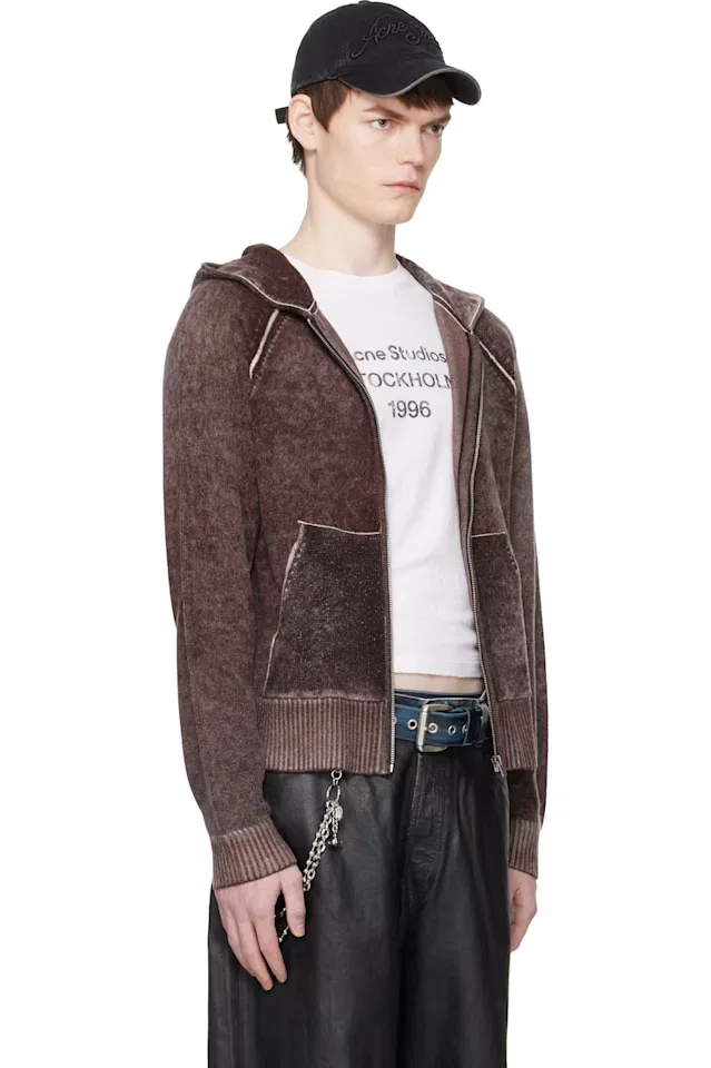 Толстовка на молнии бордового цвета Acne Studios — фото 2