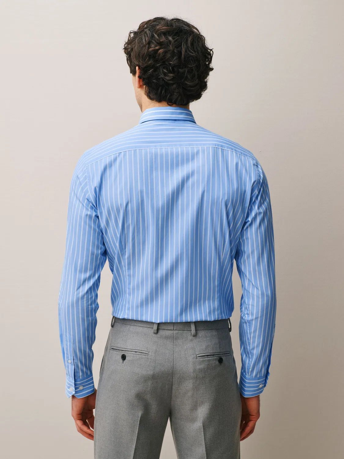 Рубашка с галстуком, хлопок, Slim Fit Next, синяя полоска/бордовый — фото 3