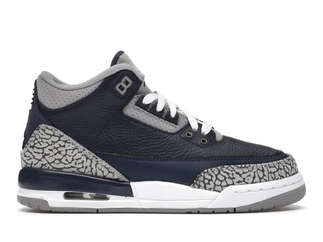 Детские кроссовки Lifestyle с принтом Jordan 3 Retro Georgetown, Midnight Navy/Cement Grey-White