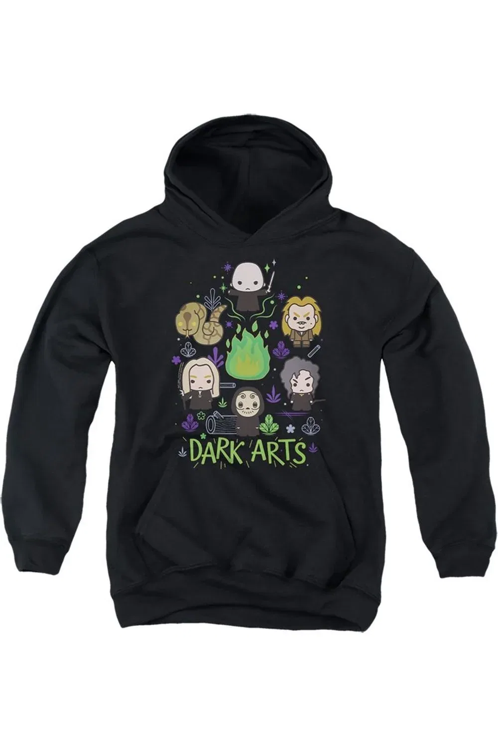 Детское худи с капюшоном с принтом Harry Potter Dark Arts Chibis Gildan, черный