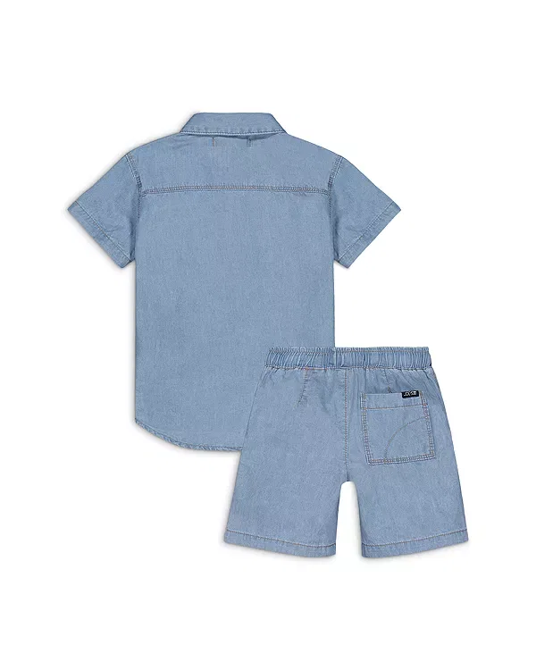 Детский комплект для мальчиков из джинсовой ткани Shirt & Shorts Set Joe's Jeans, Light Wash — фото 2