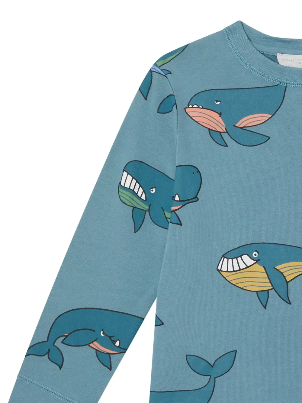 Комплект из свитшота и шорт с принтом кита Stella McCartney Kids, синий — фото 3