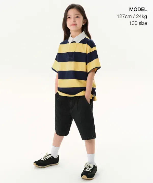 Шорты джинсовые с одним защипом, Musinsa Standard Kids, черный — фото 2