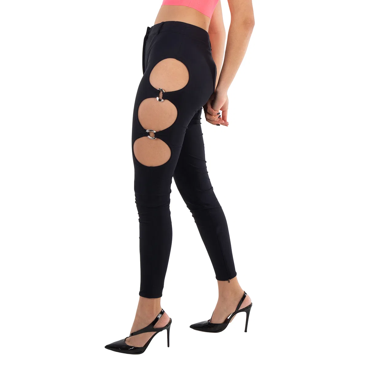 Леггинсы с вырезами Cut Out Hook And Bar Leggings Burberry, Black — фото 3