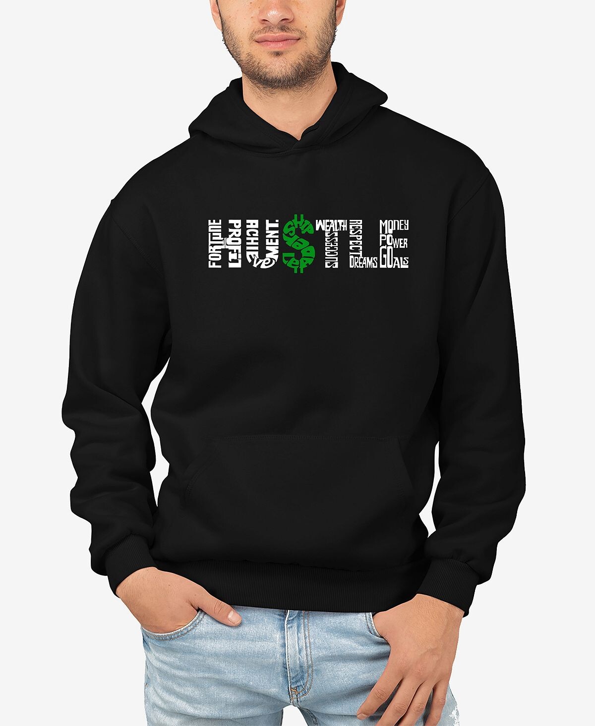 

Мужская толстовка с капюшоном word art hustle LA Pop Art, черный