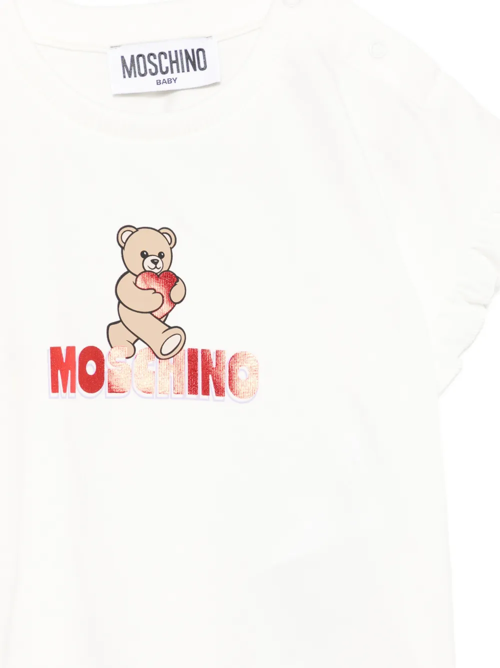 Футболка с оборками и принтом Moschino Kids, белый — фото 3