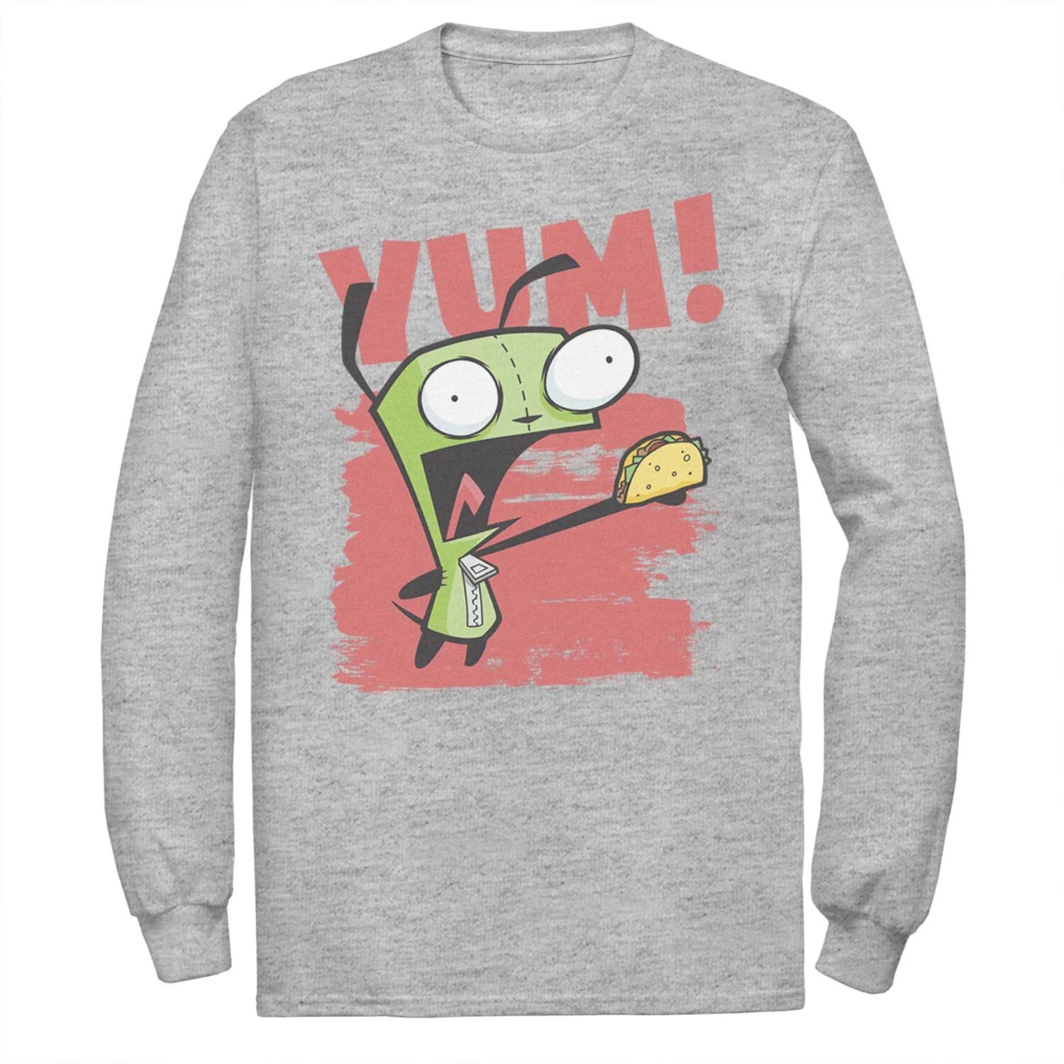 

Мужская Invader Zim Gir Screaming Yum! Футболка Taco Portrait с длинными рукавами и рисунком Nickelodeon