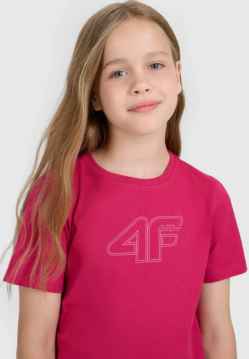 Футболка Regular z nadrukiem dziewczęcy - biały 122 (6-7 лат) - спортивная футболка 4F, Pink — фото 4