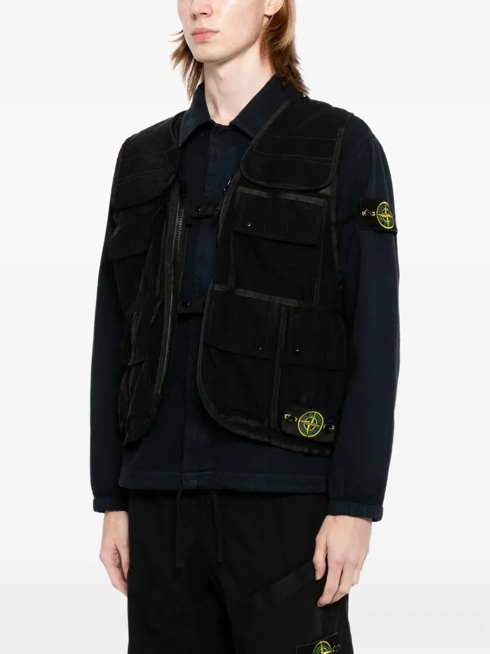 Жилет с множеством карманов Stone Island, черный — фото 3