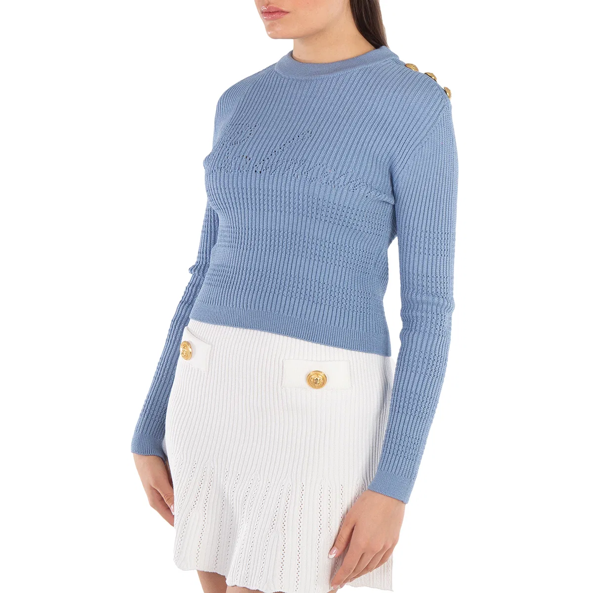 Джемпер с круглым вырезом Signature Knit Balmain, Blue — фото 3