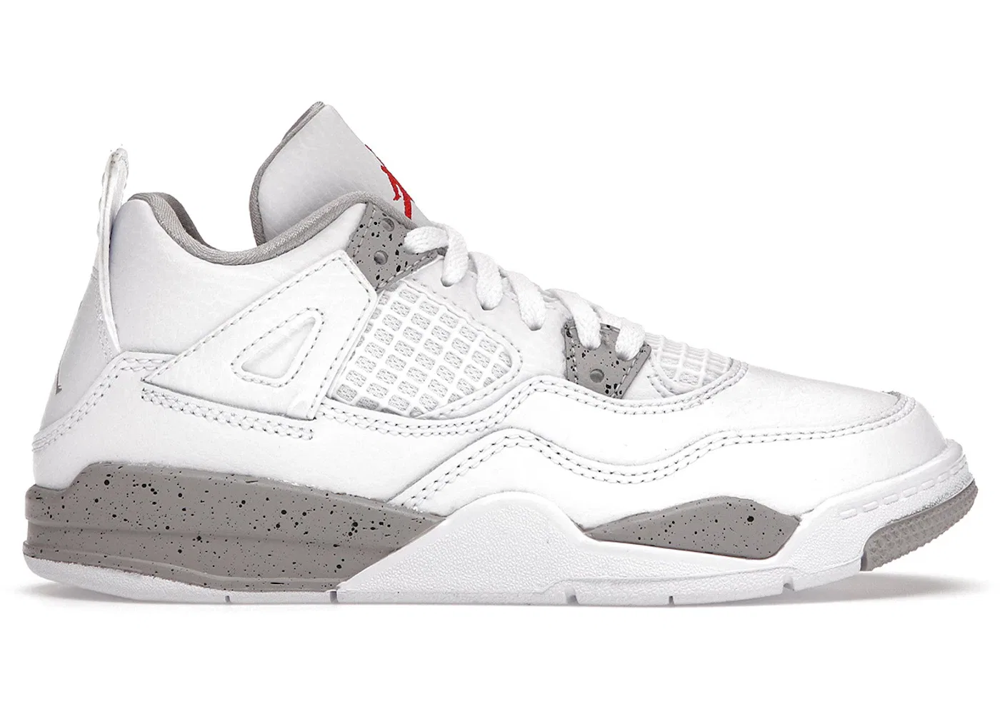 Детские кроссовки для мальчиков с воздушной подушкой Jordan 4 Retro Jordan, White/Tech Grey-Black-Fire Red