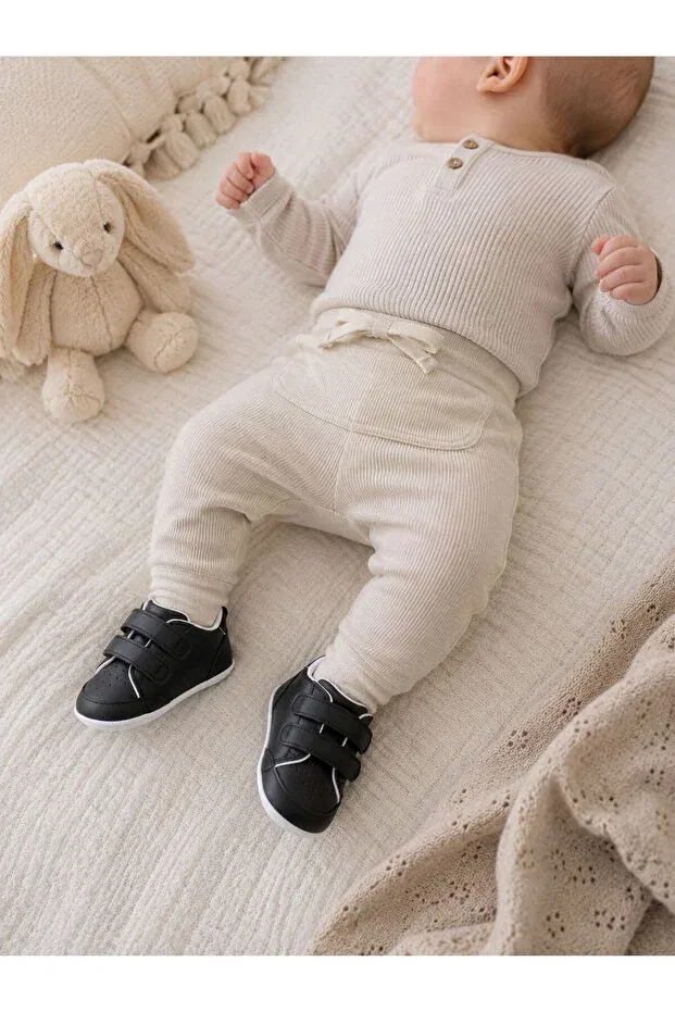 Детские туфли для девочек с липучками Baby first step shoes Che Sara, Black — фото 2