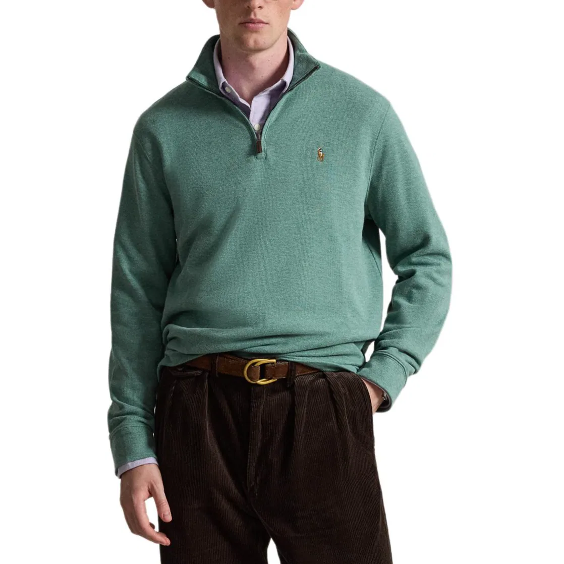Мужская толстовка с полугольфом Polo Ralph Lauren, Green — фото 3