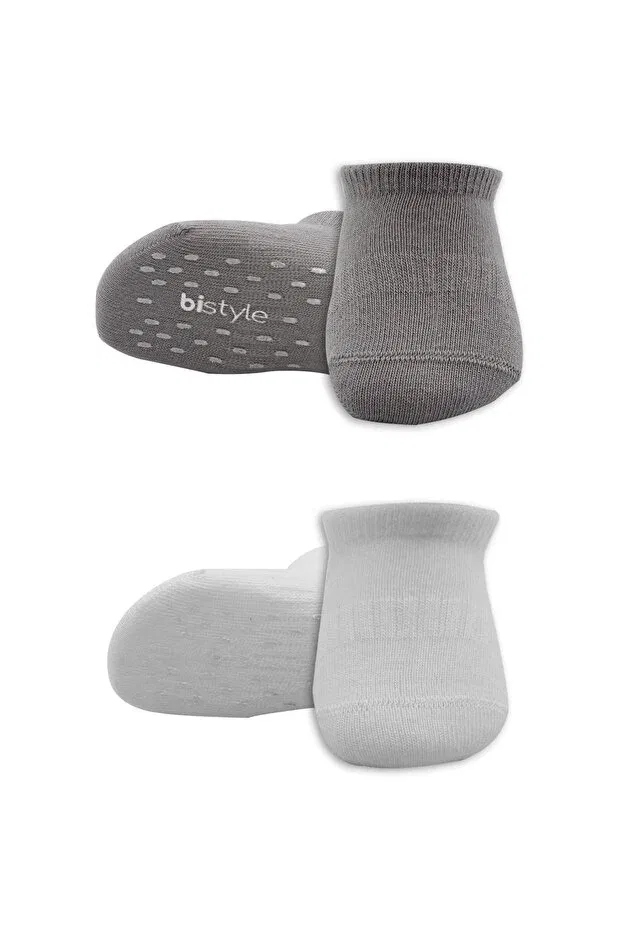 Детские носки для новорожденных с принтом Organic Bistyle, Gray-White — фото 4