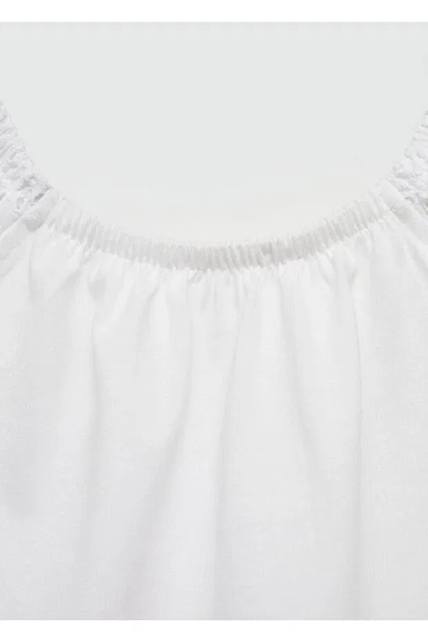 Детское платье-футболка для девочек с воланами Mango Kids, Off White — фото 3