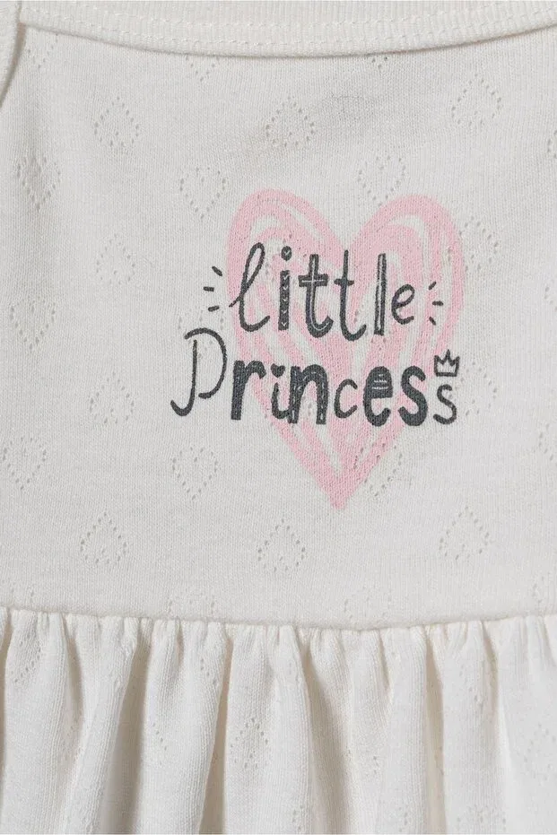 Детский комплект платье и повязка на голову для девочек с принтом Little Princess Summer Baby Dress Set Babycosy Organic Wear, Ecru — фото 2