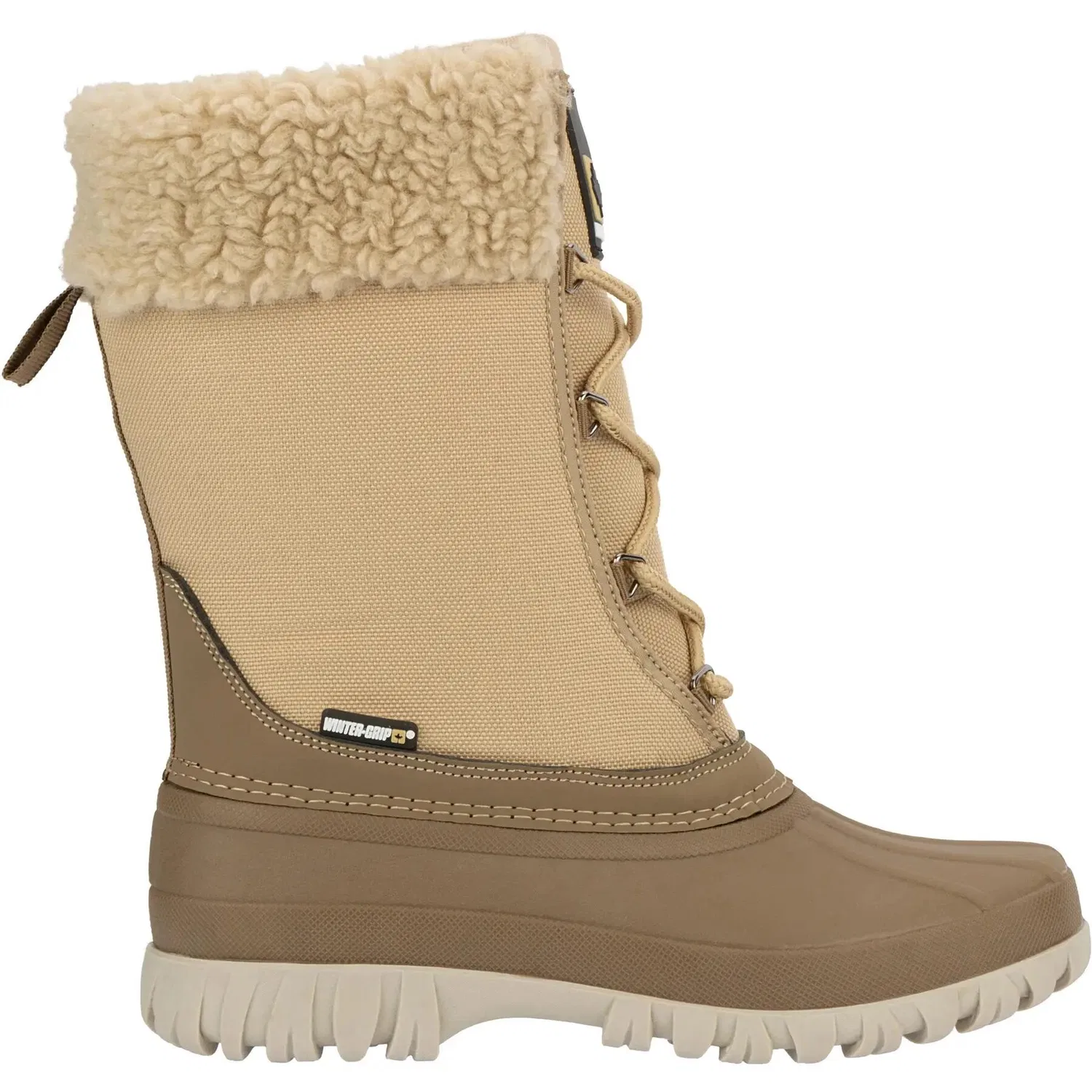 Детские зимние ботинки на шнуровке Winter-Grip, Beige / Cappuccino-Beige