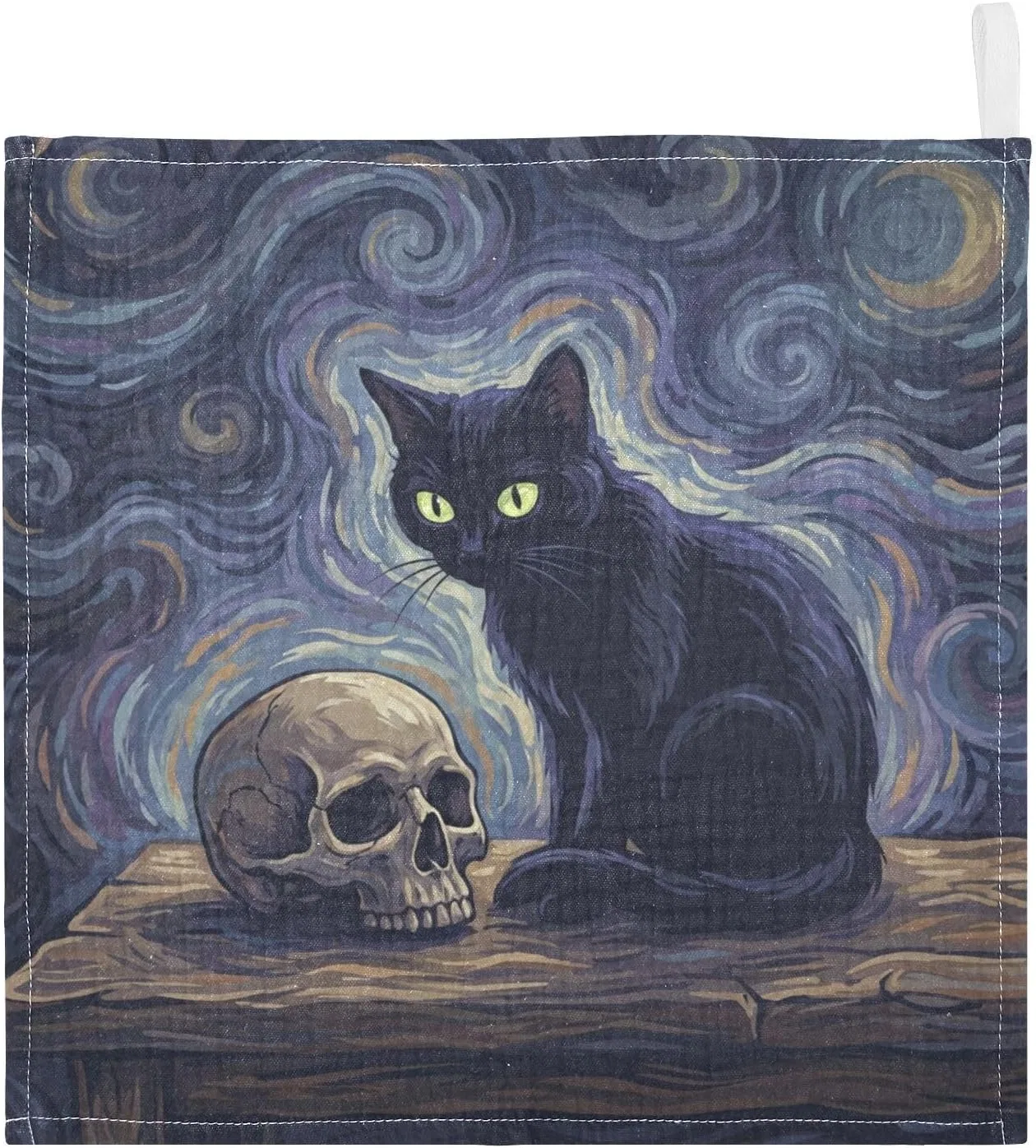 Мочалка детская из муслина 4 слоя, GuoChe, 3 шт, 30x30 см, Schwarzer Katzenschädel