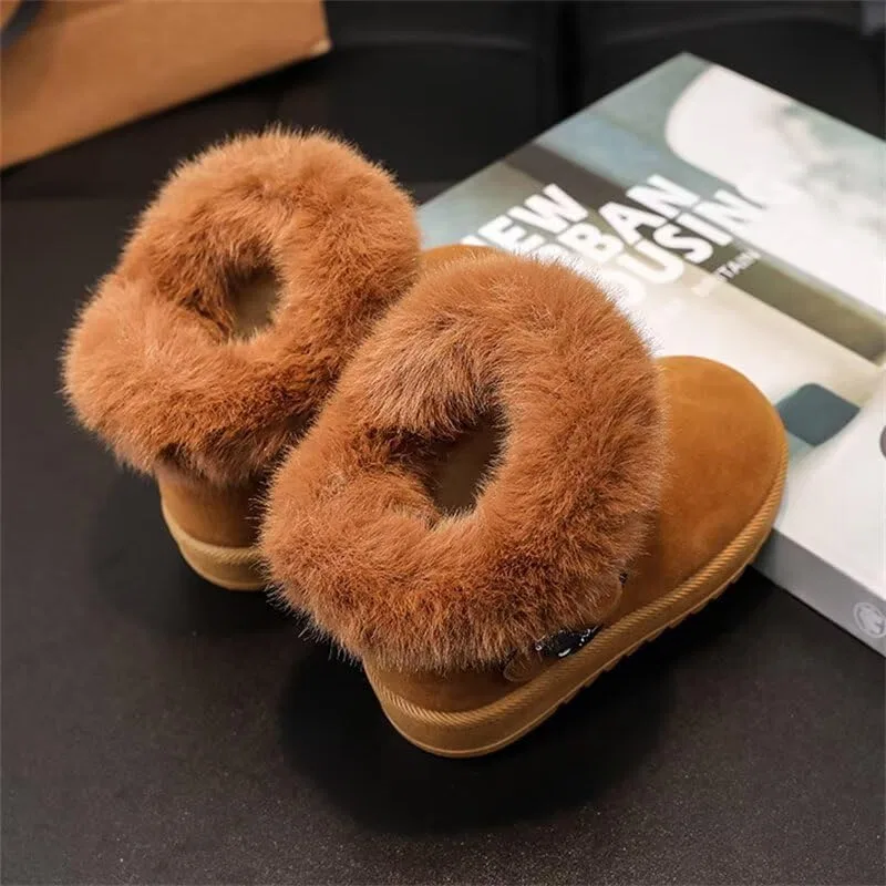Детские зимние ботинки для девочек на нескользящей подошве Zonkacen, Brown — фото 2
