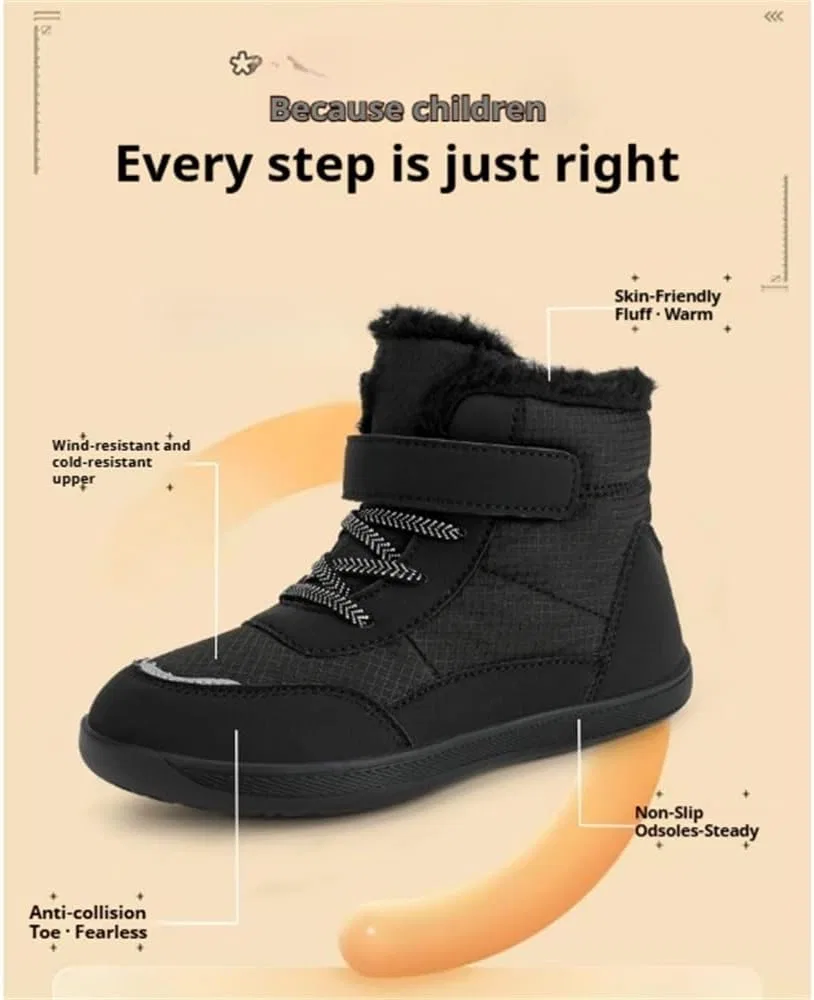 Детские зимние ботинки для мальчиков и девочек с принтом Barefoot Shoes For Children Winter Waterproof, White — фото 4