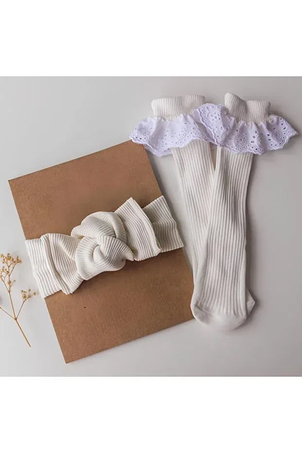 Детские носки для девочек с оборками Eses Bebe, Ecru