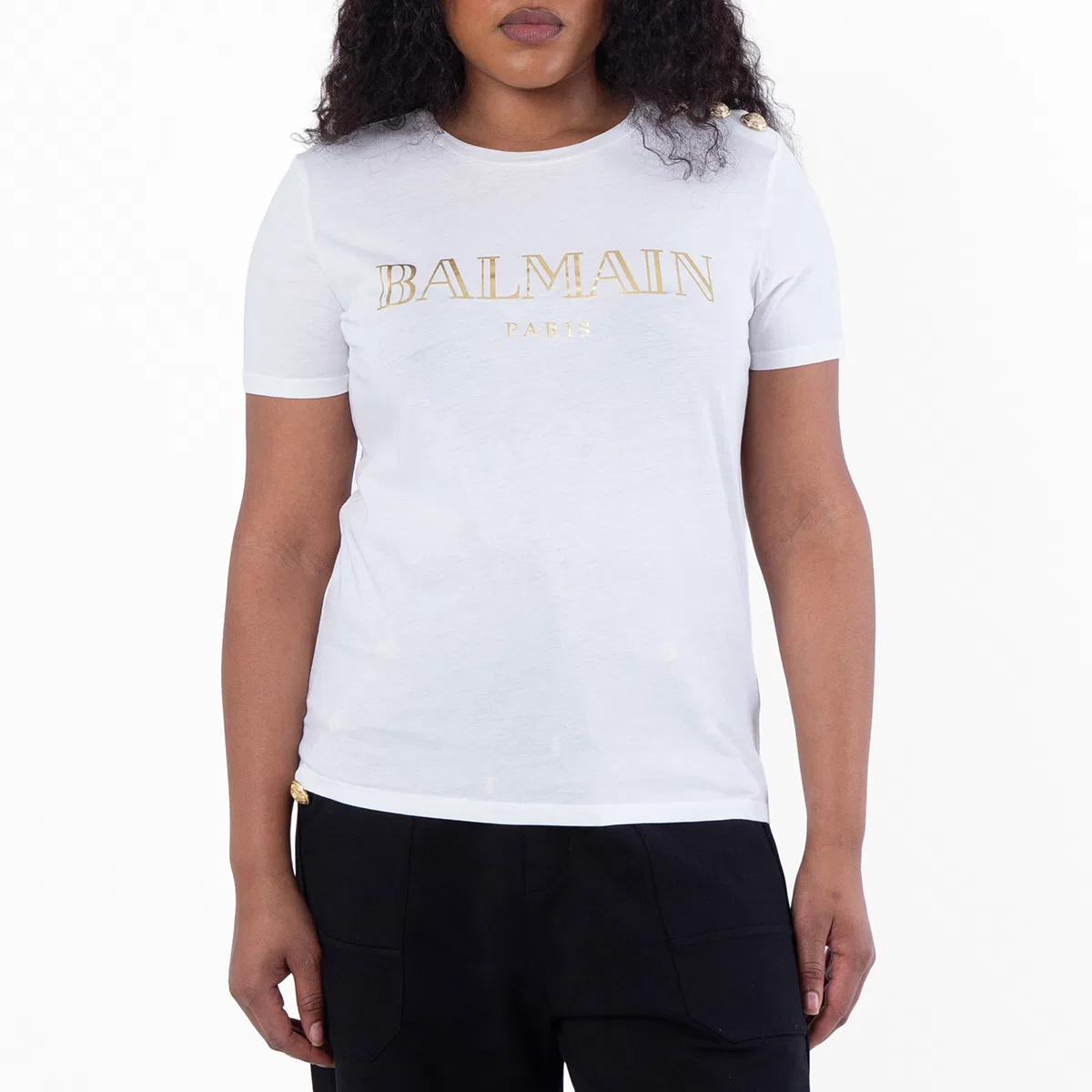 Футболка хлопковая с логотипом Paris Logo Balmain, White