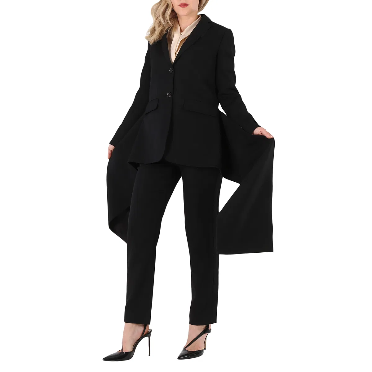 Пальто шерстяное приталенное Exaggerated Panel Detail Wool Tailored Jacket Burberry, Black — фото 3