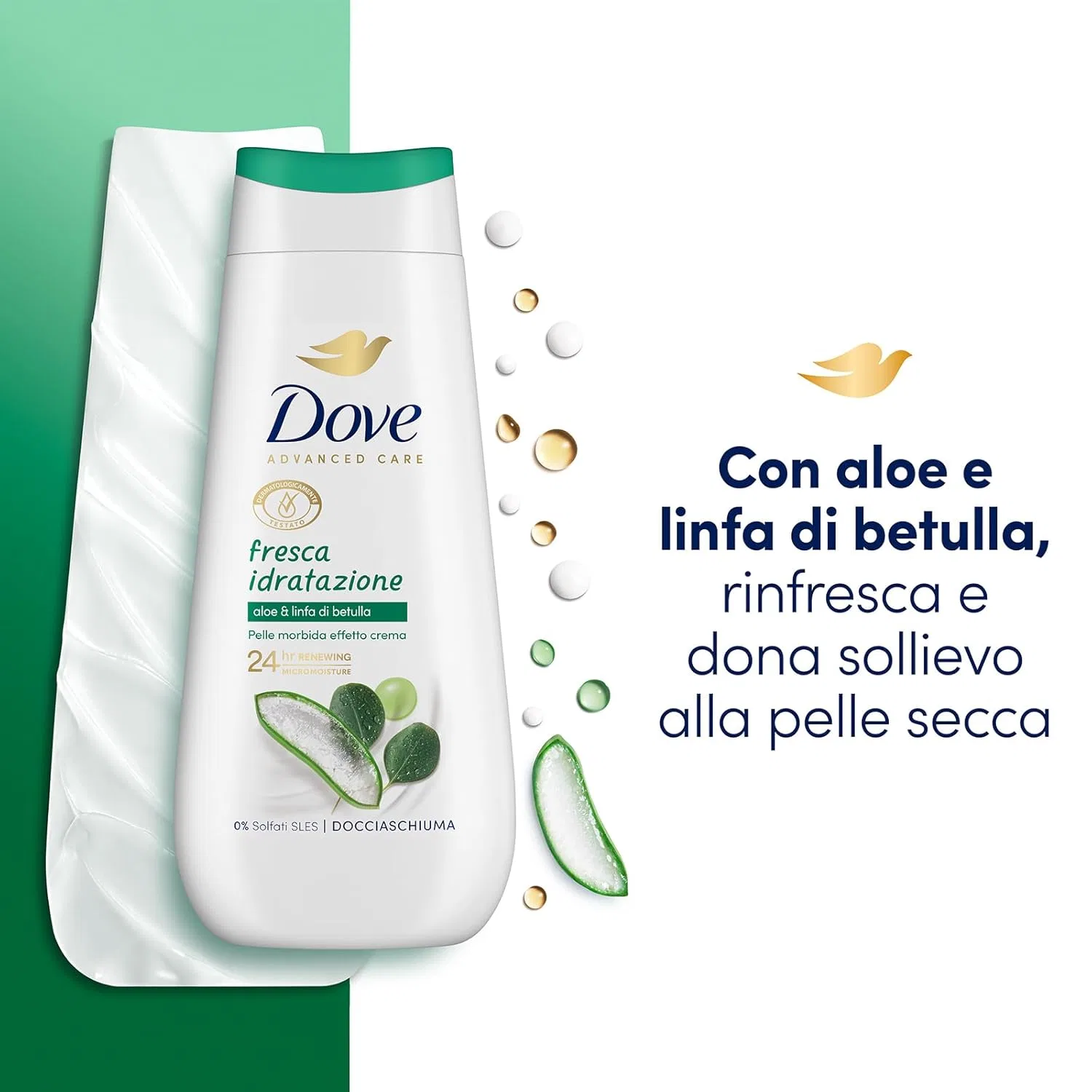 Гель для душа увлажняющий Dove Fresh Moisturising, 6 шт по 225 мл, Алоэ Вера — фото 3