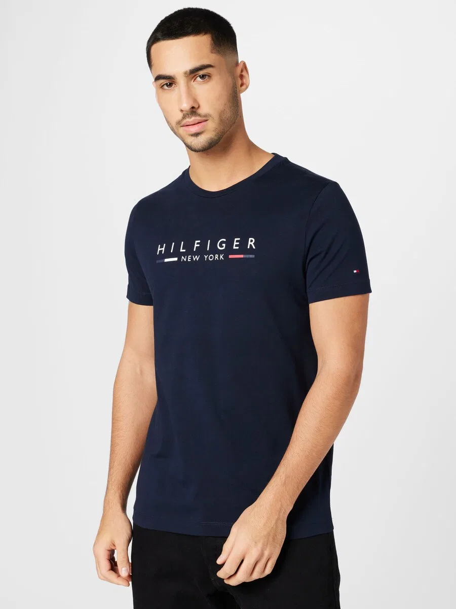 Футболка TOMMY HILFIGER Slim NYC Logo темно-синего цвета — фото 2