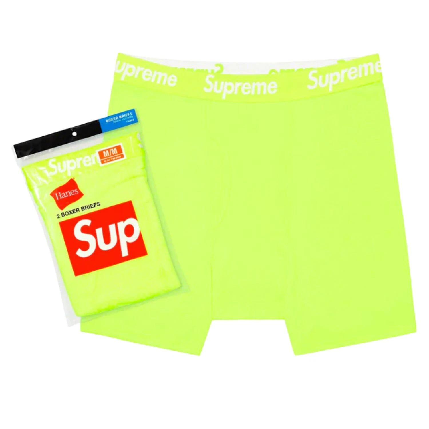 Комплект трусов Supreme x Hanes Boxer, 2 предмета, флуоресцентный желтый