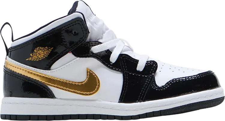 

Кроссовки Air Jordan 1 Mid Patent TD Black Gold, черный