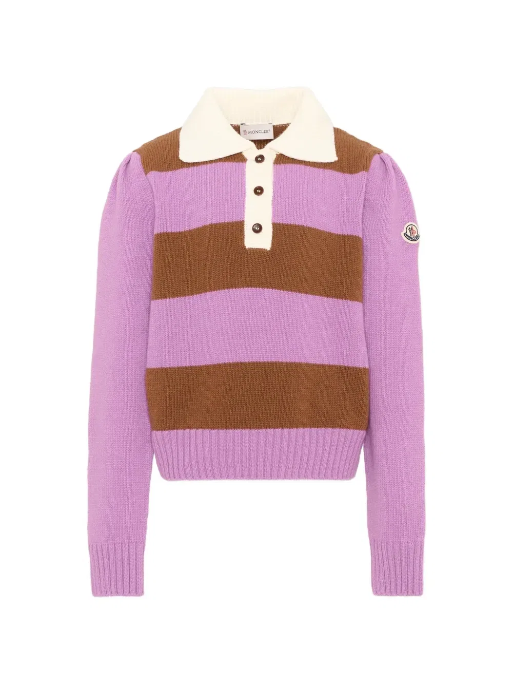 Полосатый свитер с объемными рукавами Moncler Enfant, фиолетовый