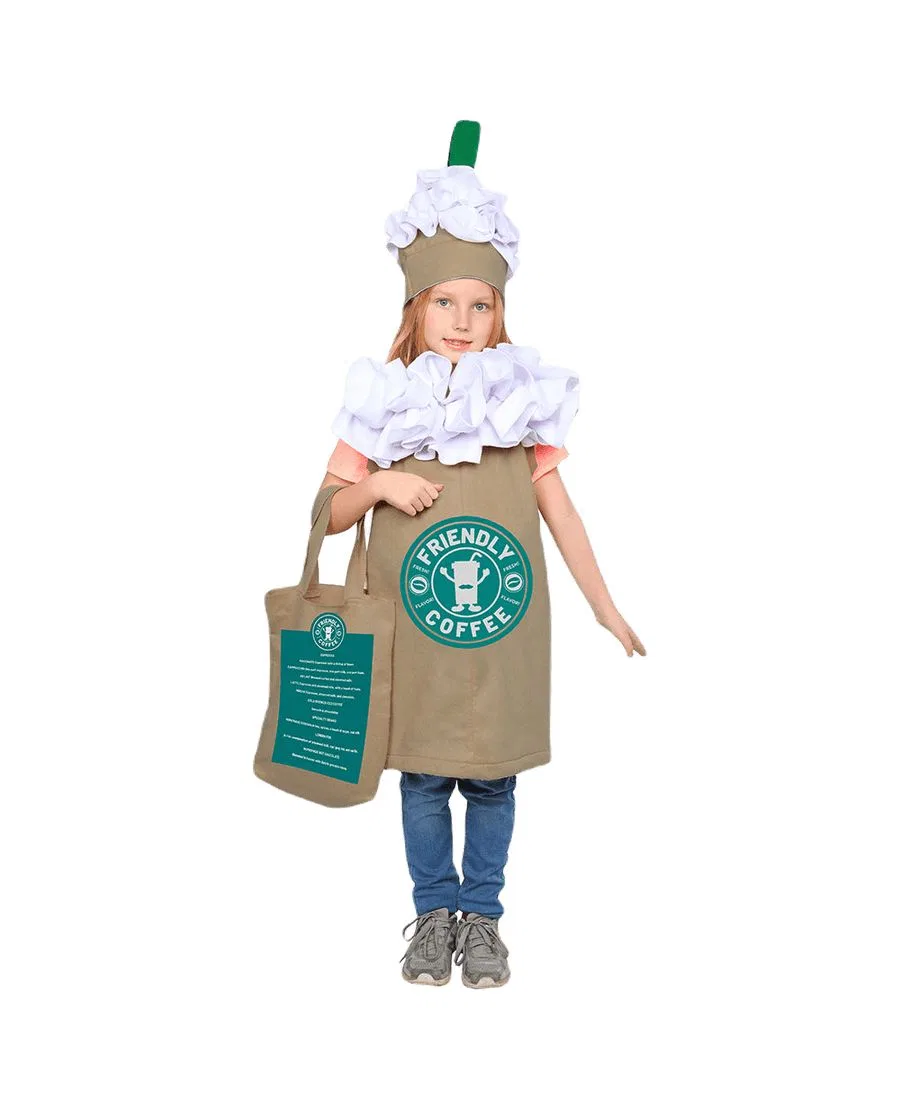 Костюм фраппучино с сумкой, модель Frappuccino Coffee, бренд Dress Up America, Khaki Combo