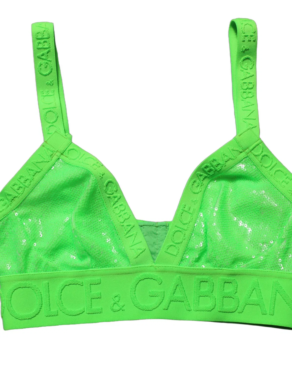 Женский укороченный топ-бра с логотипом Cropped Soft Cup Dolce & Gabbana, Green — фото 3