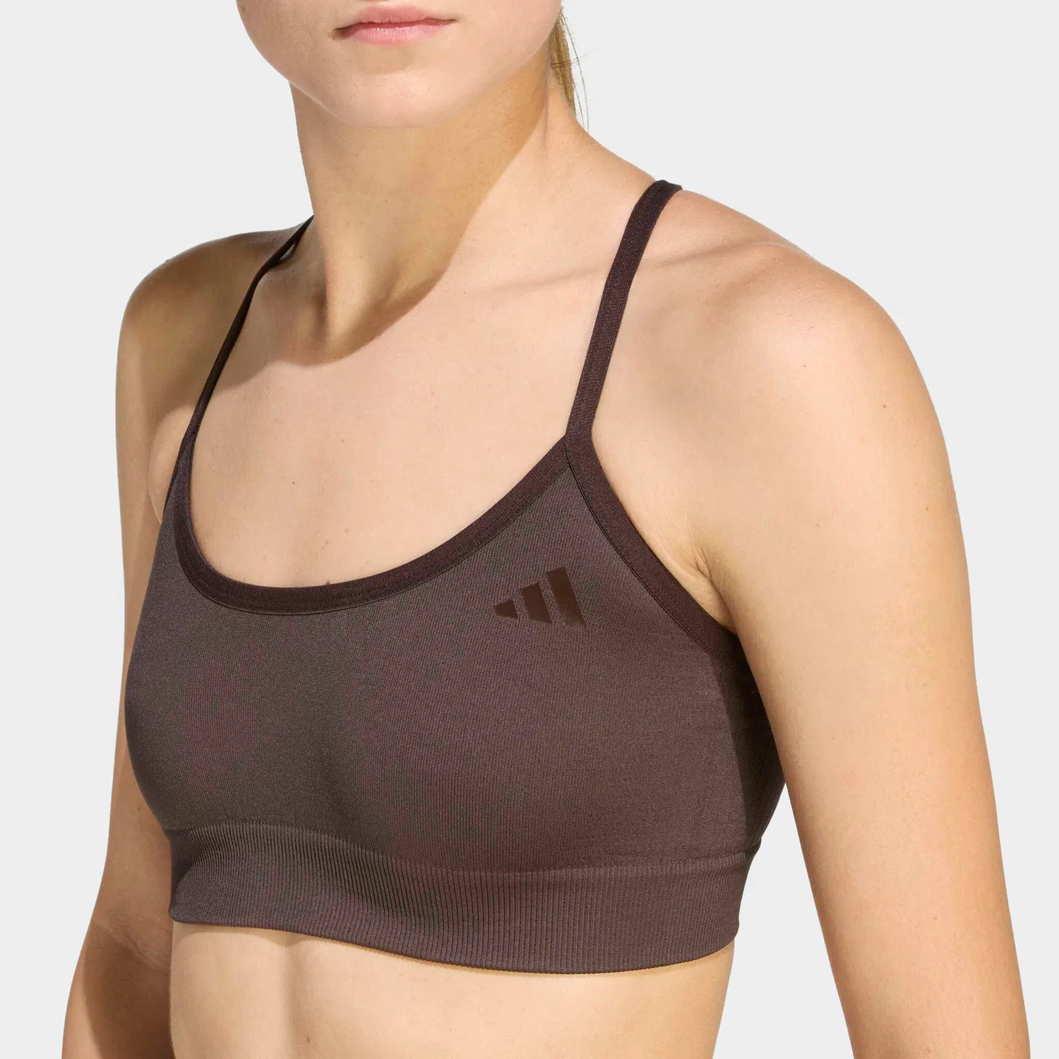 Женский спортивный бюстгальтер бесшовный с поддержкой Adidas Performance, Aurora Coffee — фото 3