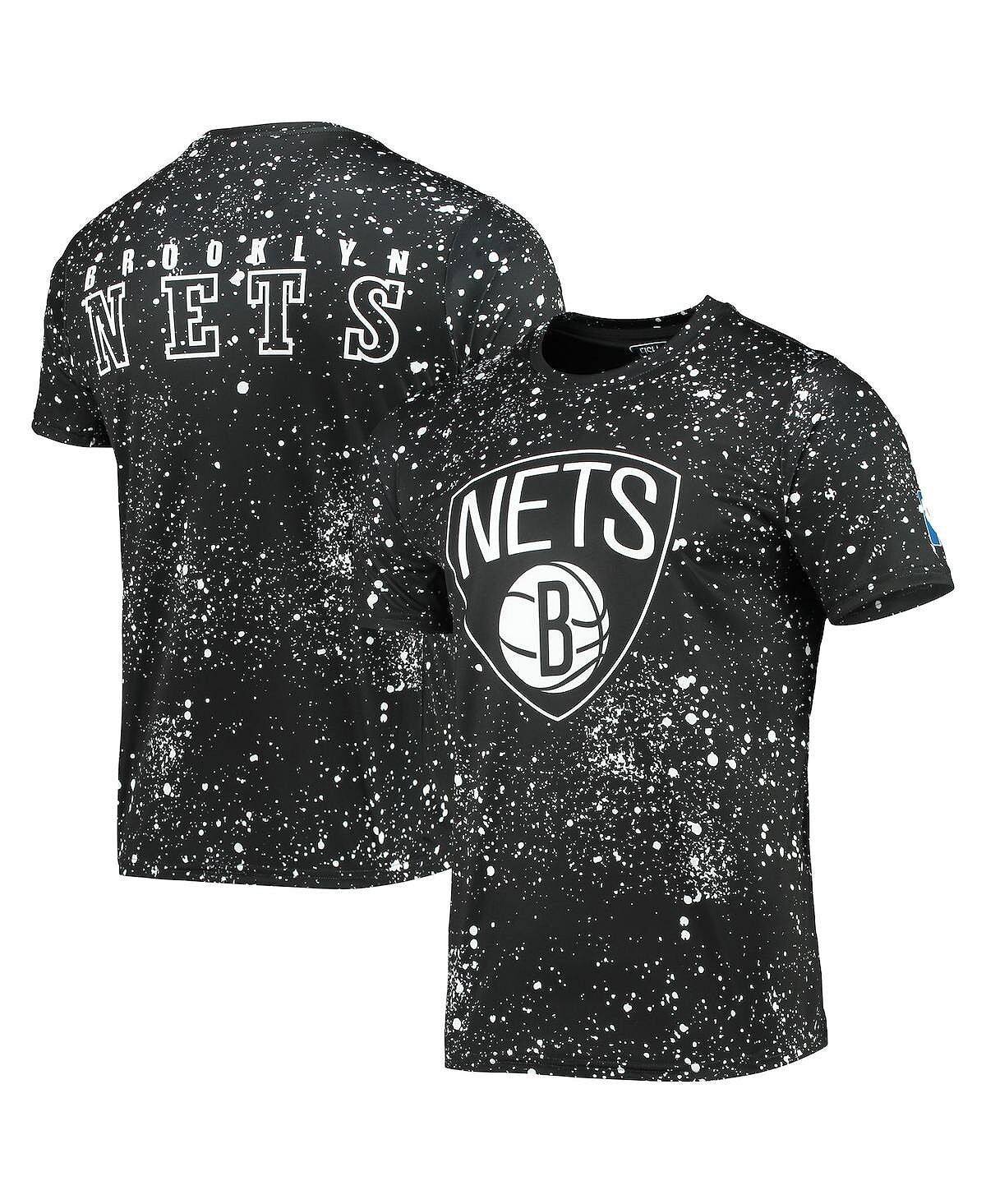 

Мужская черная футболка с принтом brooklyn nets splatter FISLL, черный