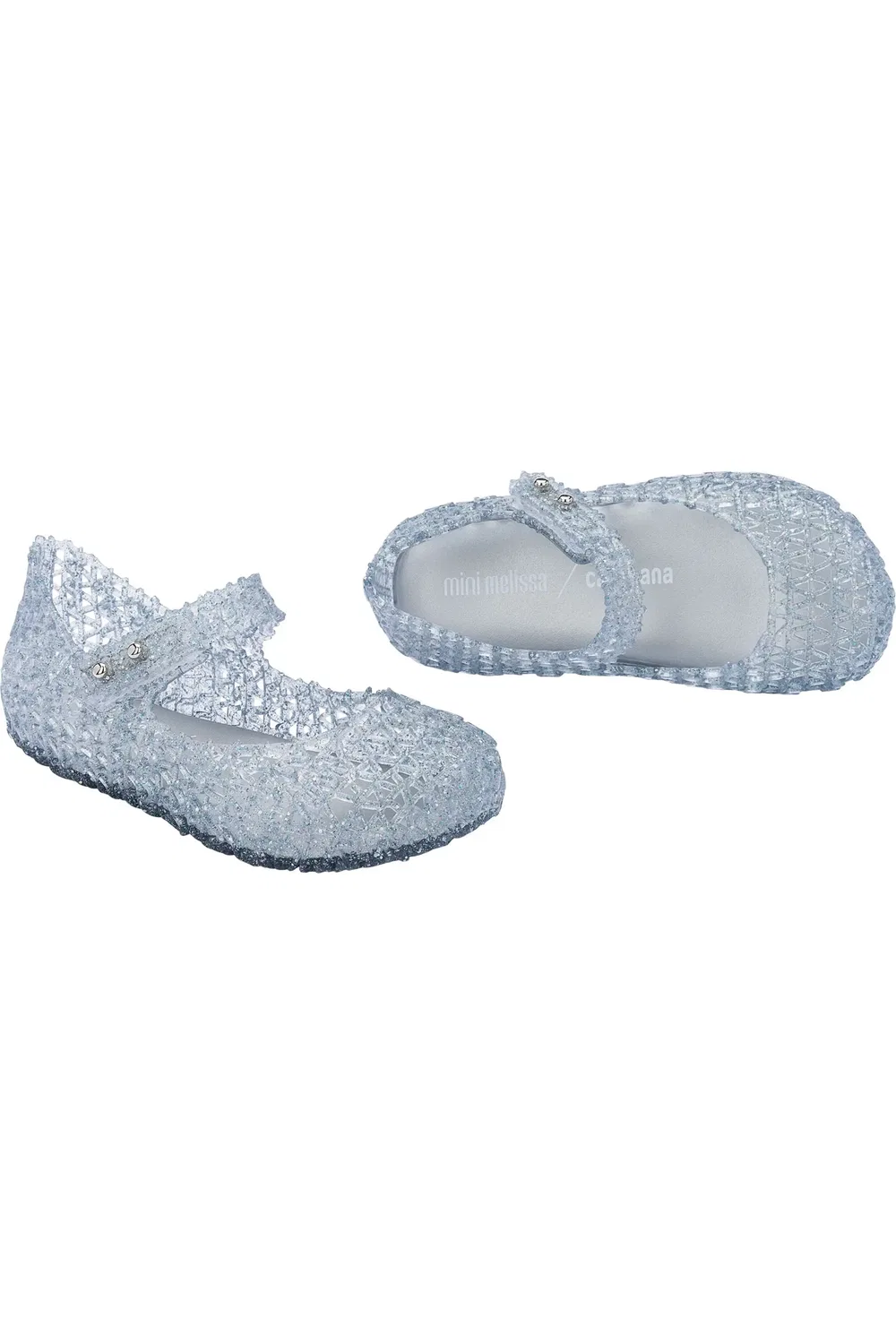 Детские туфли лодочки на липучке Campana Mini Melissa, Glitter Clear — фото 4