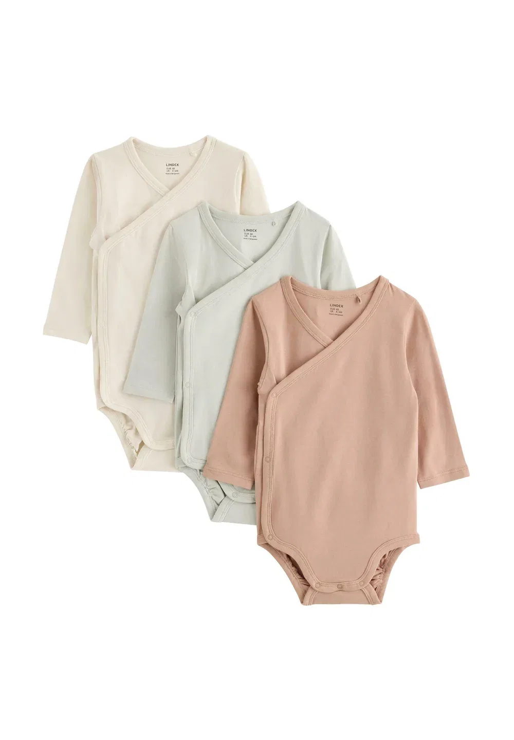 Комплект из 3 однотонных боди-саронгов унисекс Lindex, Light Khaki