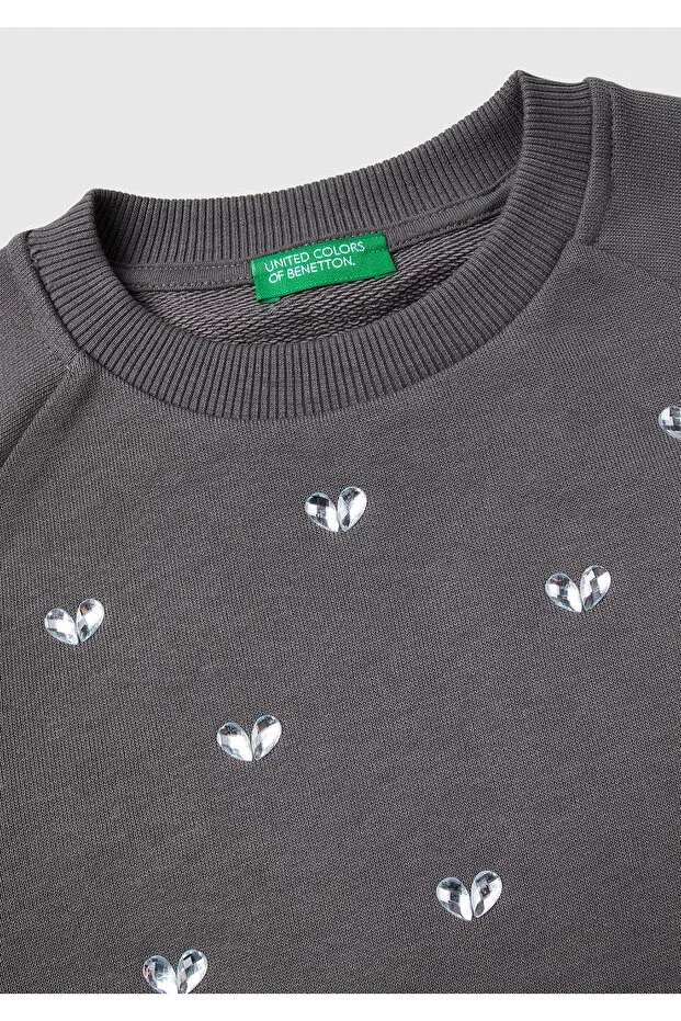 Детские свитшот для девочек с длинным рукавом United Colors Of Benetton, Anthracite — фото 3