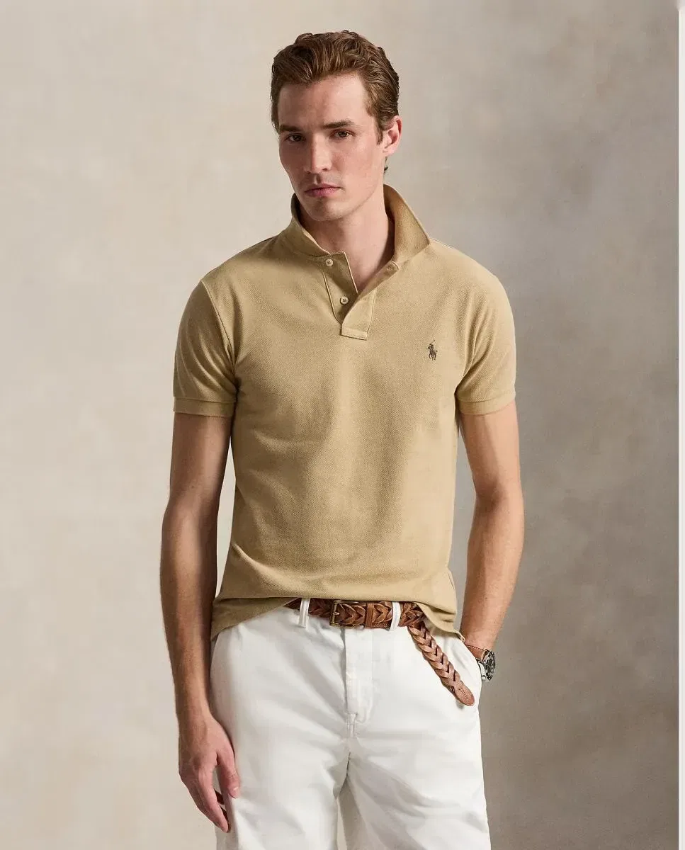 Мужское поло с коротким рукавом из пике Polo Ralph Lauren, Camel