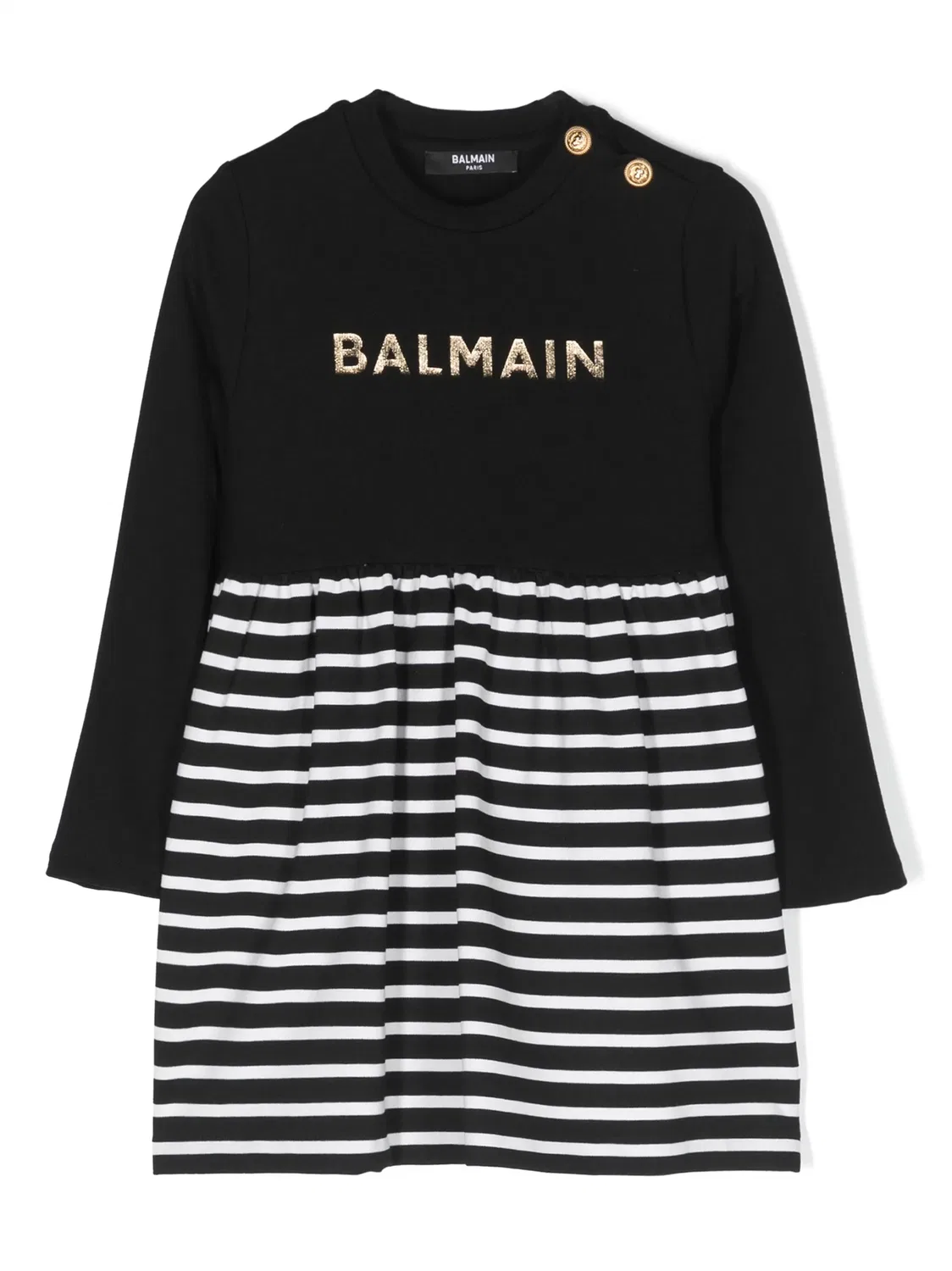 Платье с логотипом и полосками Balmain, черный