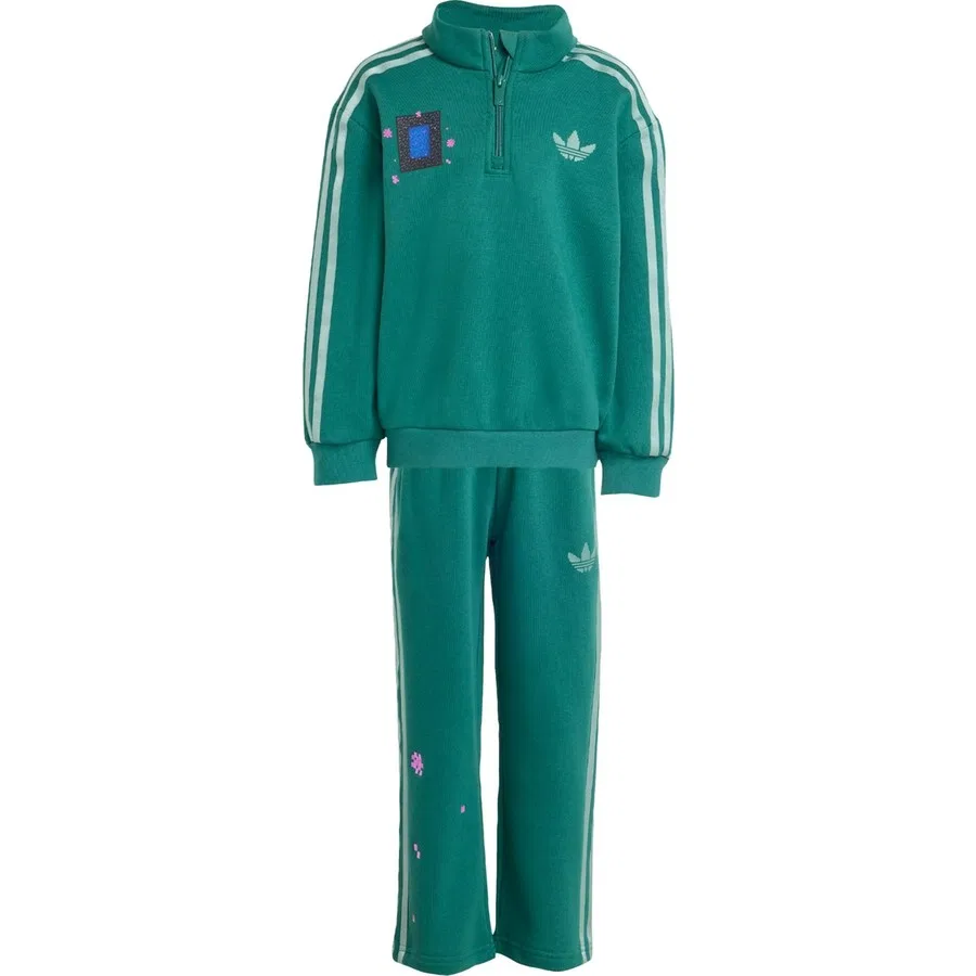 Детский спортивный комплект из футера с принтом Minecraft Loose Crew Set adidas, Зеленый — фото 3